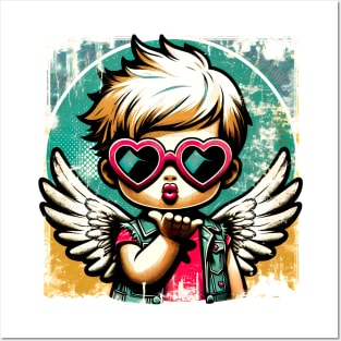 Grunge Love: Distressed Pop Art Cupid Valentine's T-Shirt Posters and Art